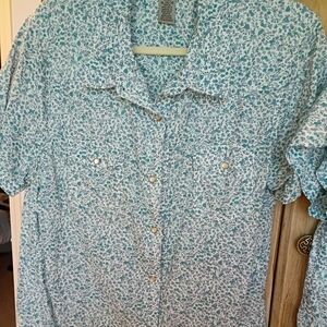 TWO Wrangler Western Style Floral Blue Women's Shirts